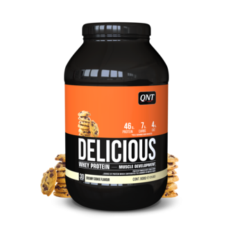 QNT - Delicious Whey Protein Powder (908g) - Creamy Cookies  - Real Nutrition Wholesale