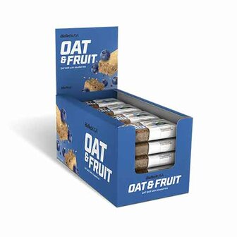 Biotech USA Oat bar - bosbessen - displaydoos - Real Nutrition Groothandel Sportvoeding