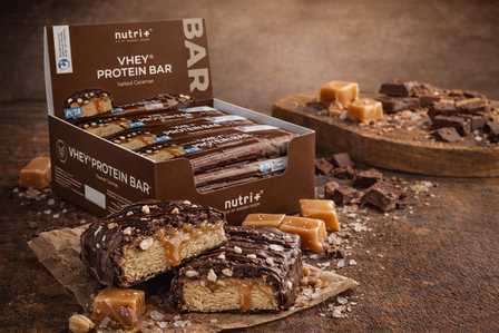 Nutri+ Vhey protein bar nu beschikbaar bij Real Nutrition Wholesale sportvoeding