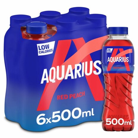 Aquarius Red Peach (6x500ml) - Real Nutrition Wholesale